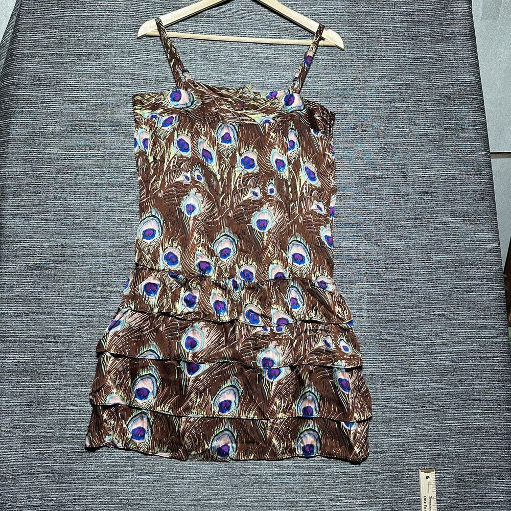 Bilingual Summer Dress Women's Size 8 Brown Floral Silk